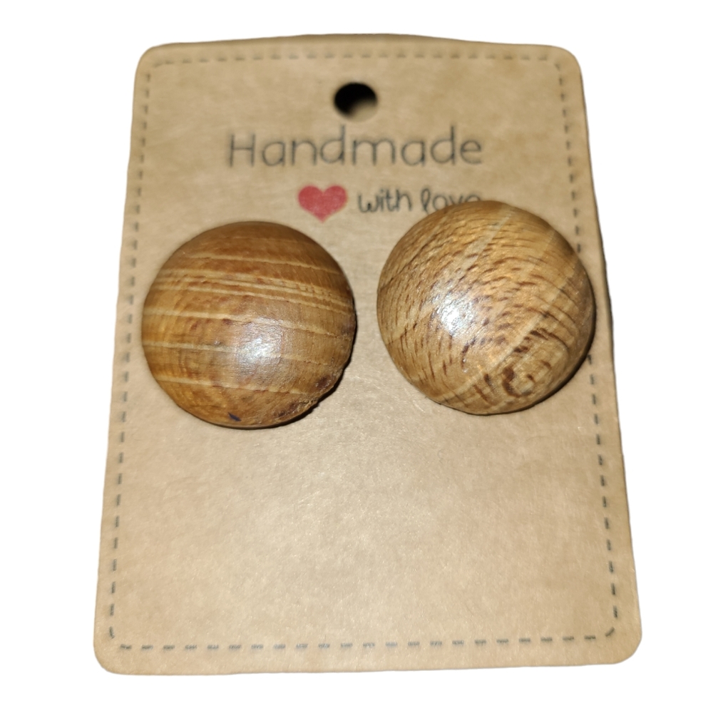 Vtg Sweater Wooden Buttons Made into Pierced Earrings Lot 3